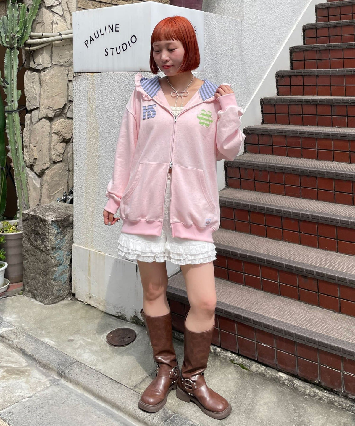 HELLO.SANFRANCISCO 橫紋Ruffle邊Double Zip Hoodie - Image 37