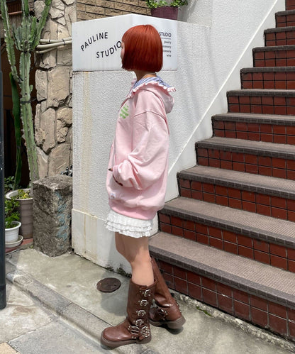 HELLO.SANFRANCISCO 橫紋Ruffle邊Double Zip Hoodie - Image 38
