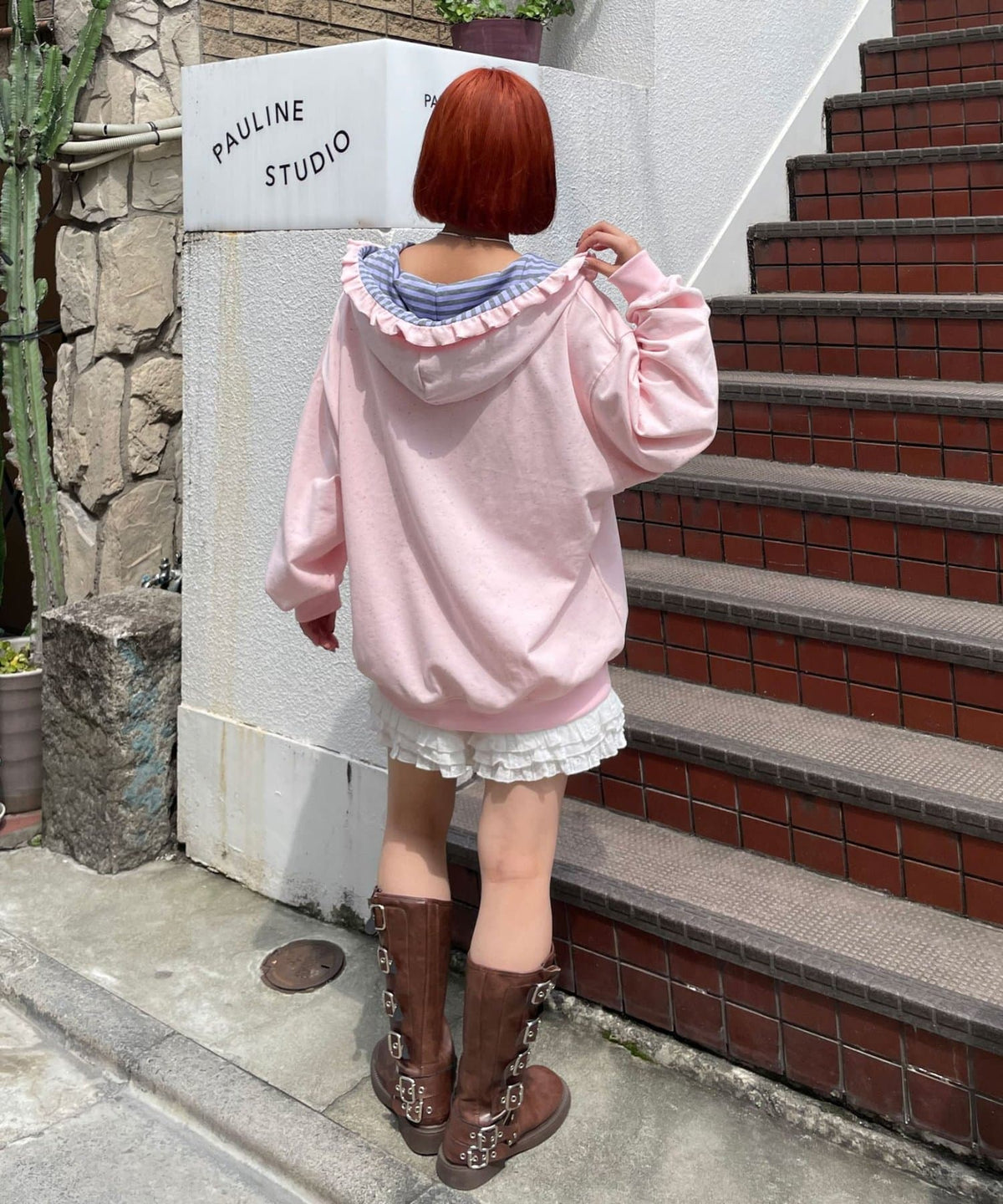 HELLO.SANFRANCISCO 橫紋Ruffle邊Double Zip Hoodie - Image 39