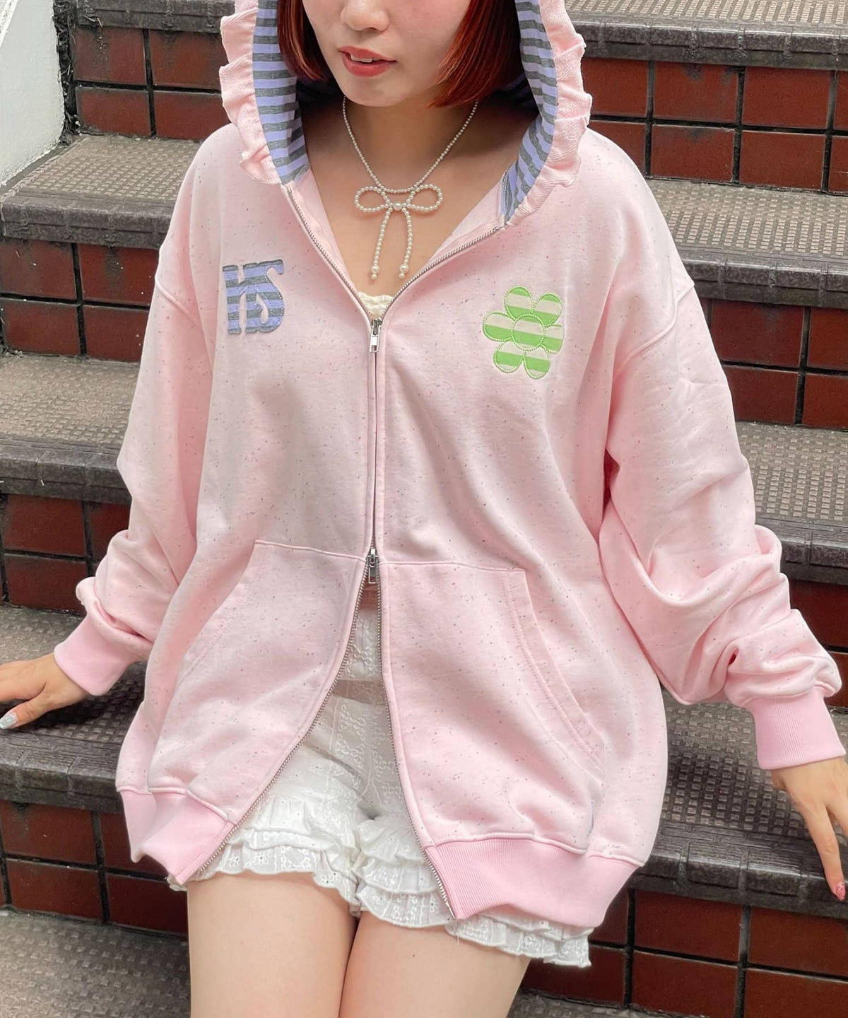HELLO.SANFRANCISCO 橫紋Ruffle邊Double Zip Hoodie - Image 30