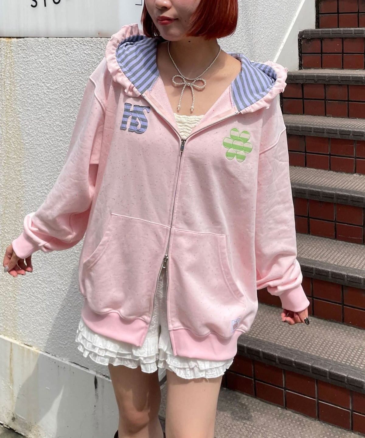 HELLO.SANFRANCISCO 橫紋Ruffle邊Double Zip Hoodie - Image 32