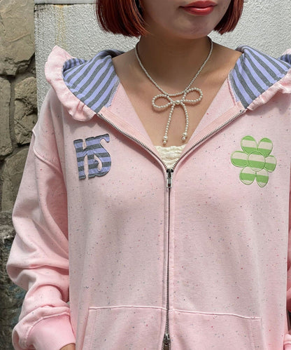 HELLO.SANFRANCISCO 橫紋Ruffle邊Double Zip Hoodie - Image 33