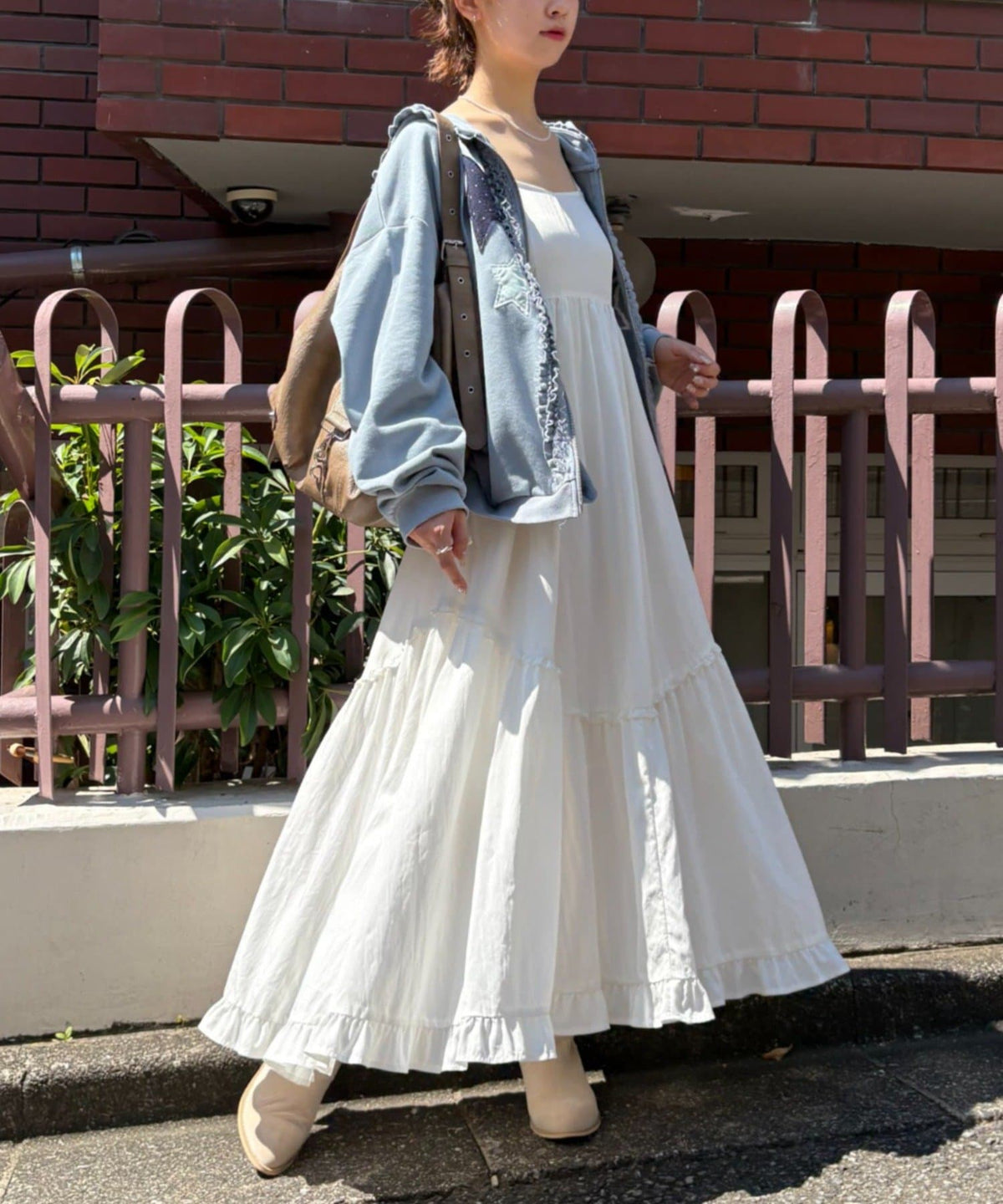 w closet 多層格紋吊帶ops