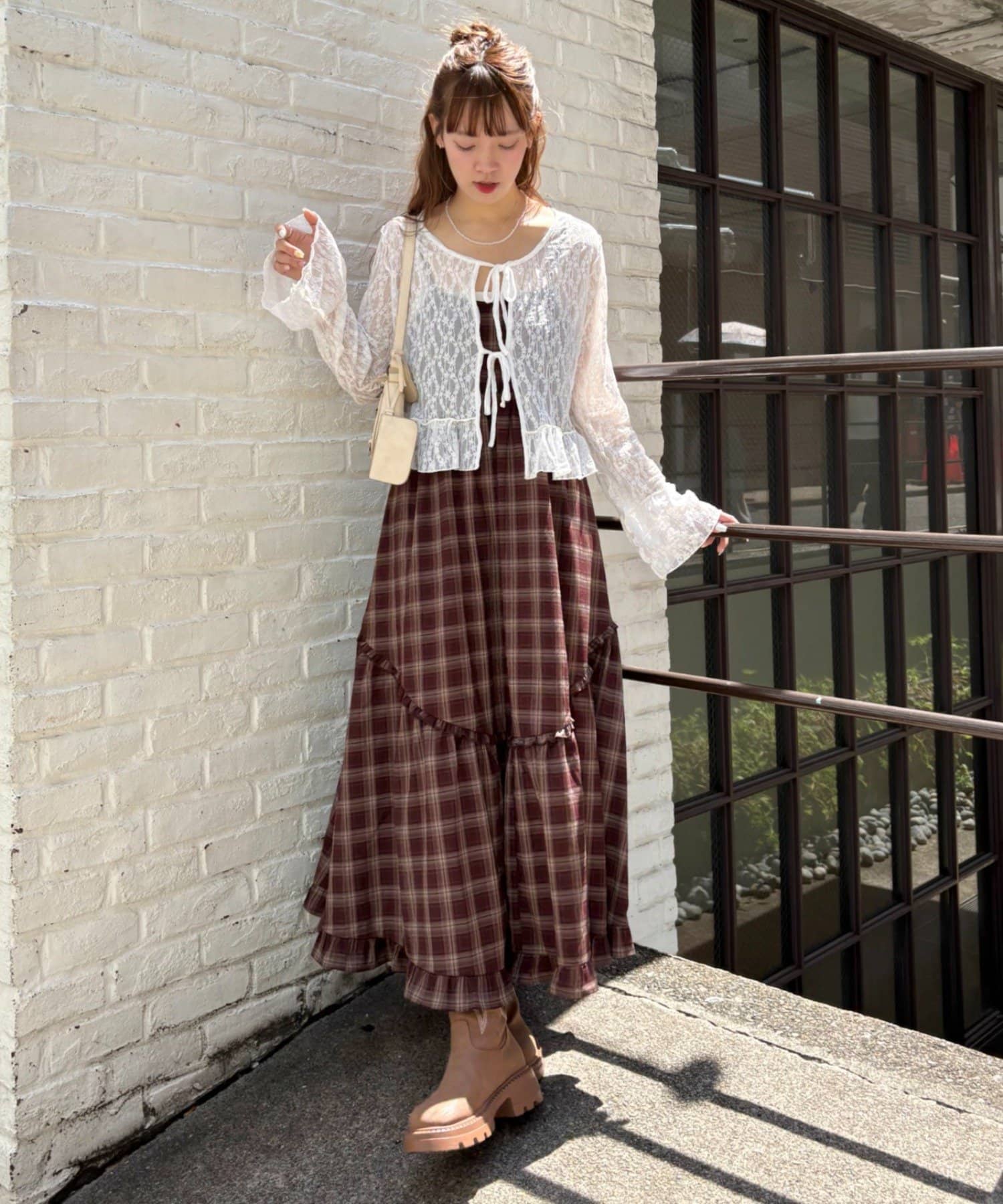 w closet 多層格紋吊帶ops - Image 5