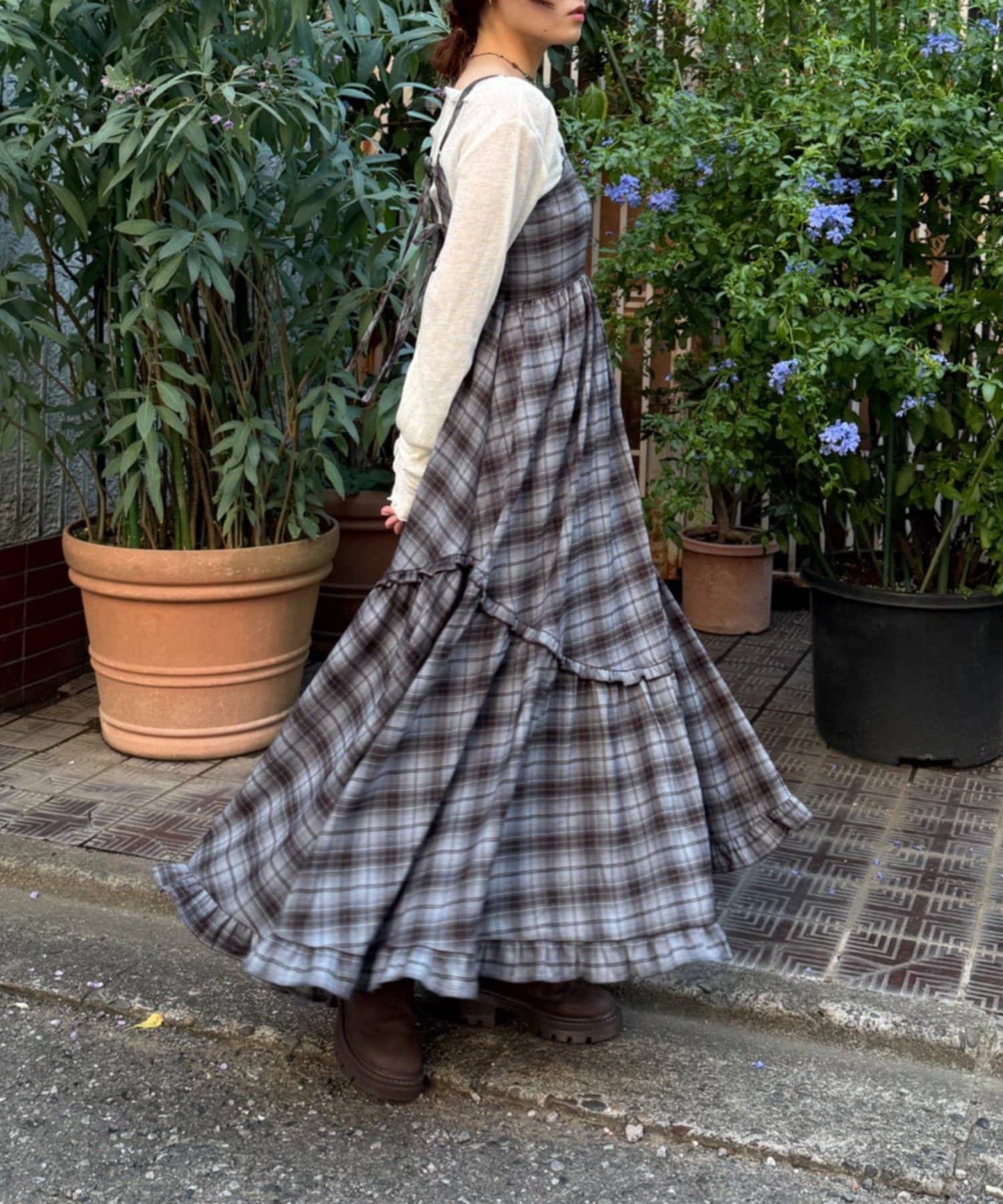 w closet 多層格紋吊帶ops - Image 11