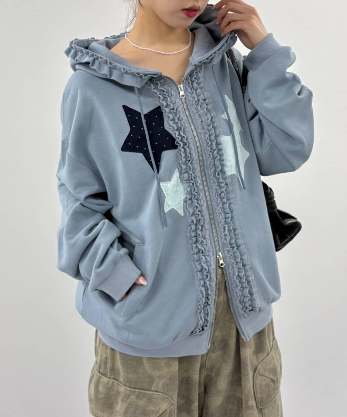 w closet Star pattern patchwork hoodie - Image 1