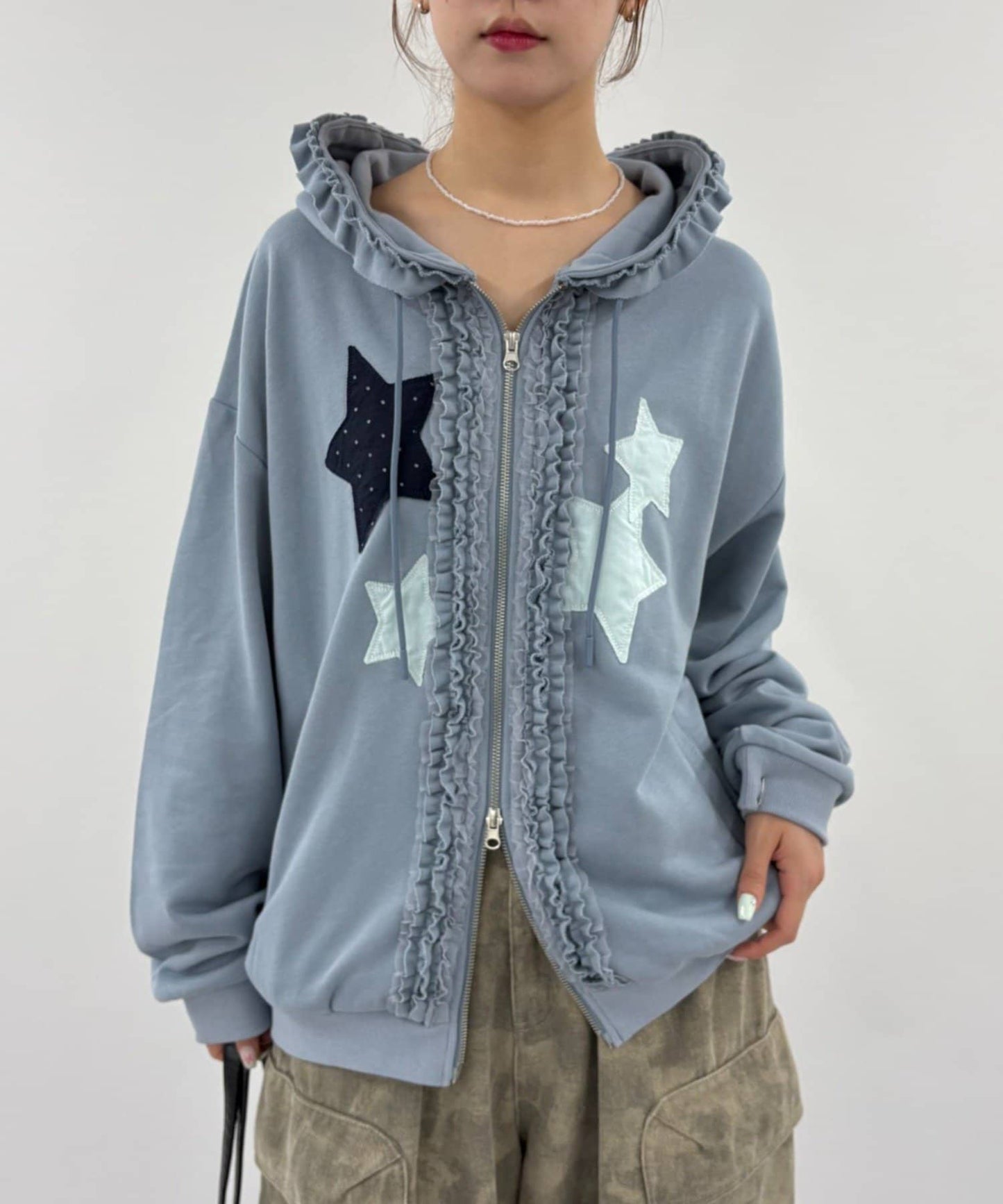 w closet Star pattern patchwork hoodie - Image 11