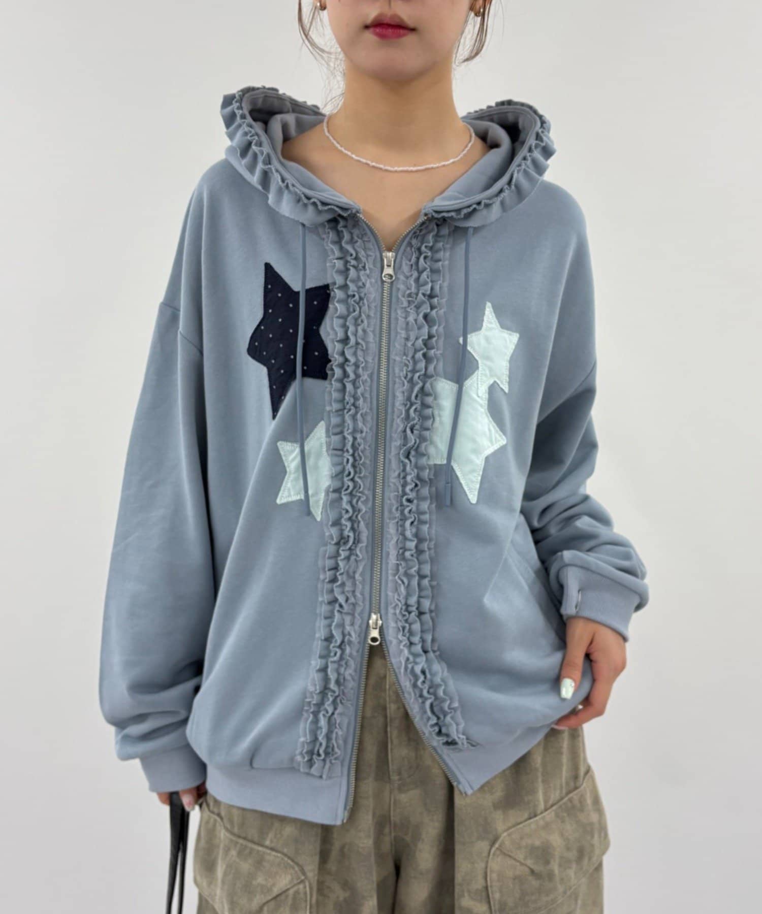 w closet Star pattern patchwork hoodie - Image 11