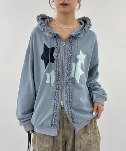 w closet Star pattern patchwork hoodie - Image 11
