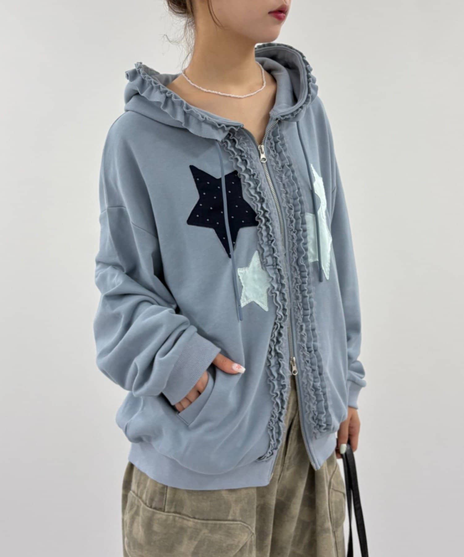 w closet Star pattern patchwork hoodie - Image 12