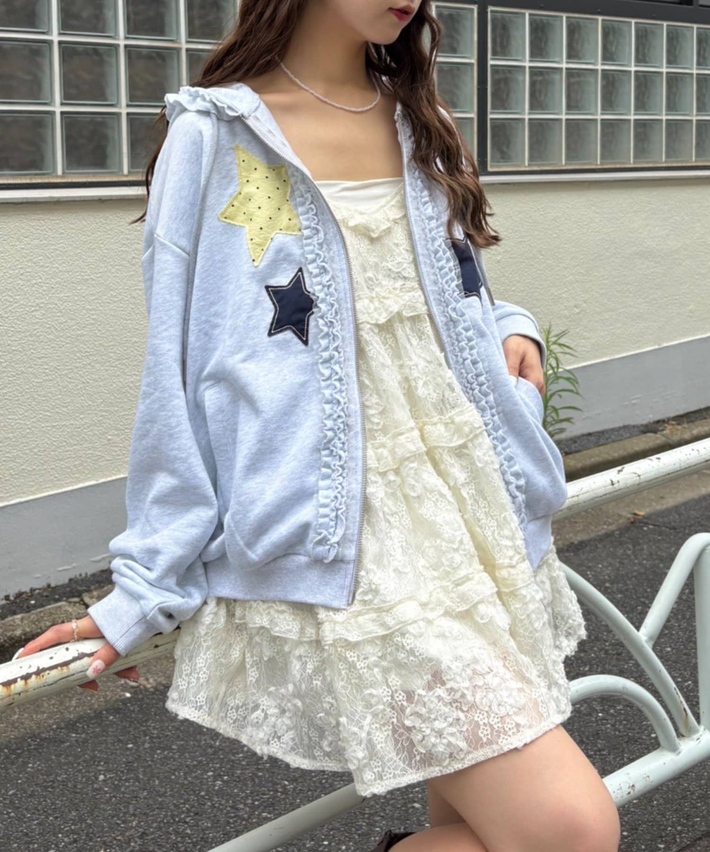 w closet Star pattern patchwork hoodie - Image 2