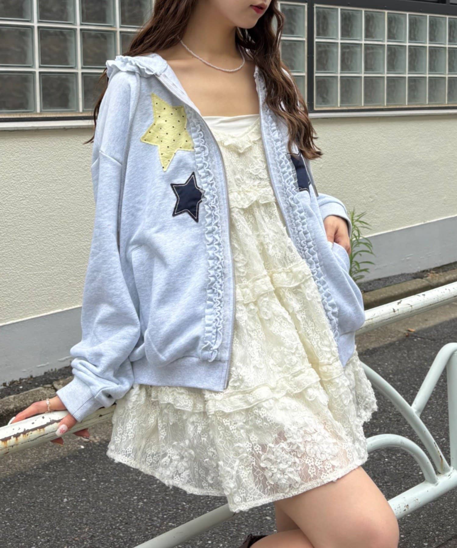 w closet Star pattern patchwork hoodie - Image 2