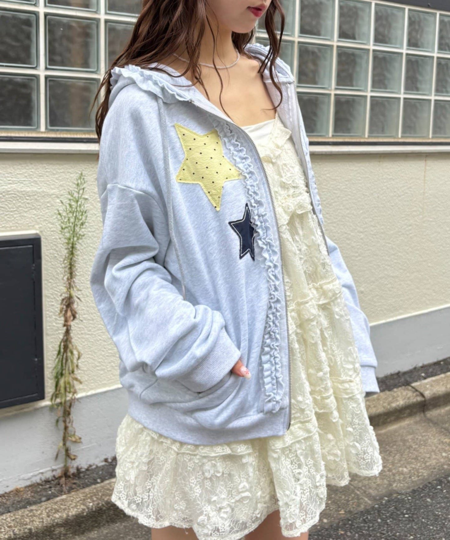 w closet Star pattern patchwork hoodie - Image 17