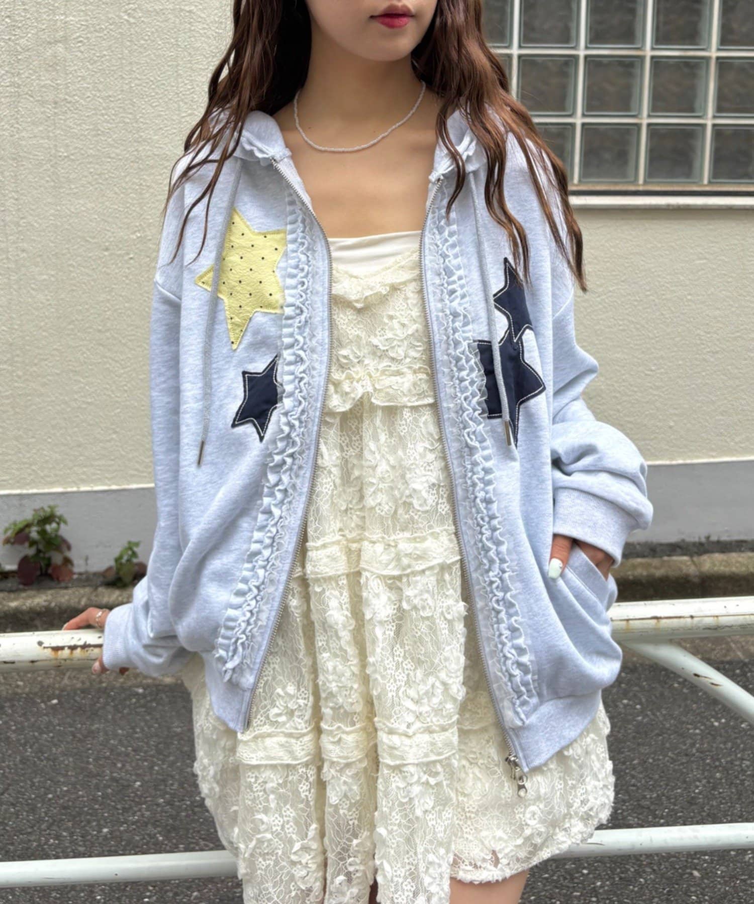 w closet Star pattern patchwork hoodie - Image 19