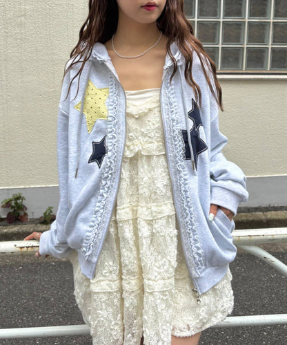 w closet Star pattern patchwork hoodie - Image 19