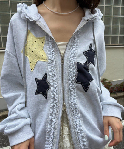 w closet Star pattern patchwork hoodie - Image 21
