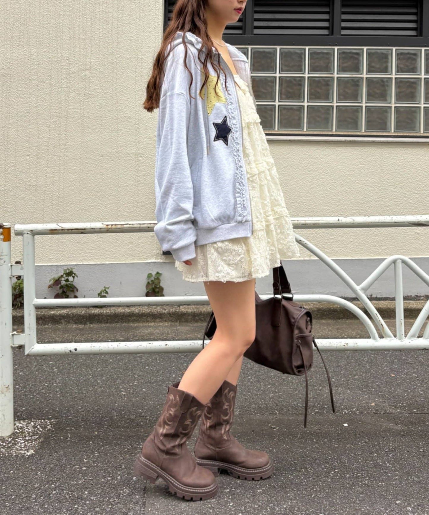 w closet Star pattern patchwork hoodie - Image 23