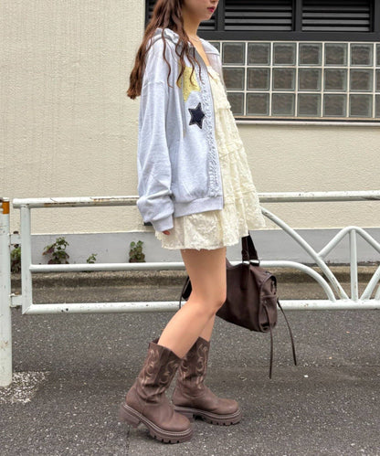 w closet Star pattern patchwork hoodie - Image 23