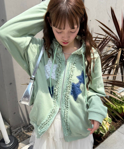 w closet Star pattern patchwork hoodie - Image 4