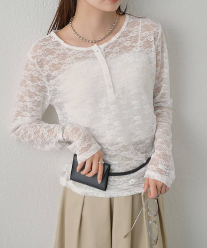 mystic henley sheer top - Image 105