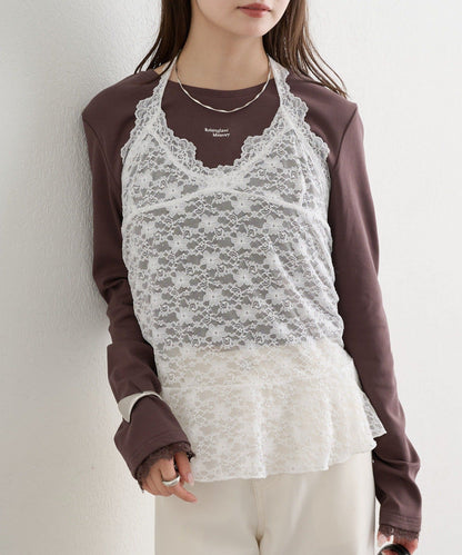 [內搭Good！！] mystic Lace peplum halter camisole - Image 25