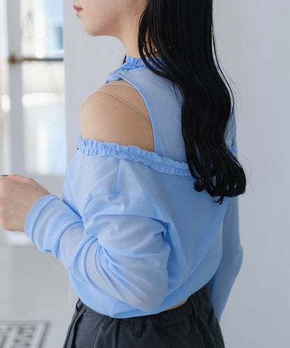 Kastane 不對稱薄紗長袖Tee - Image 3