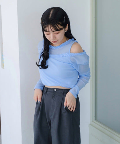 Kastane 不對稱薄紗長袖Tee - Image 4