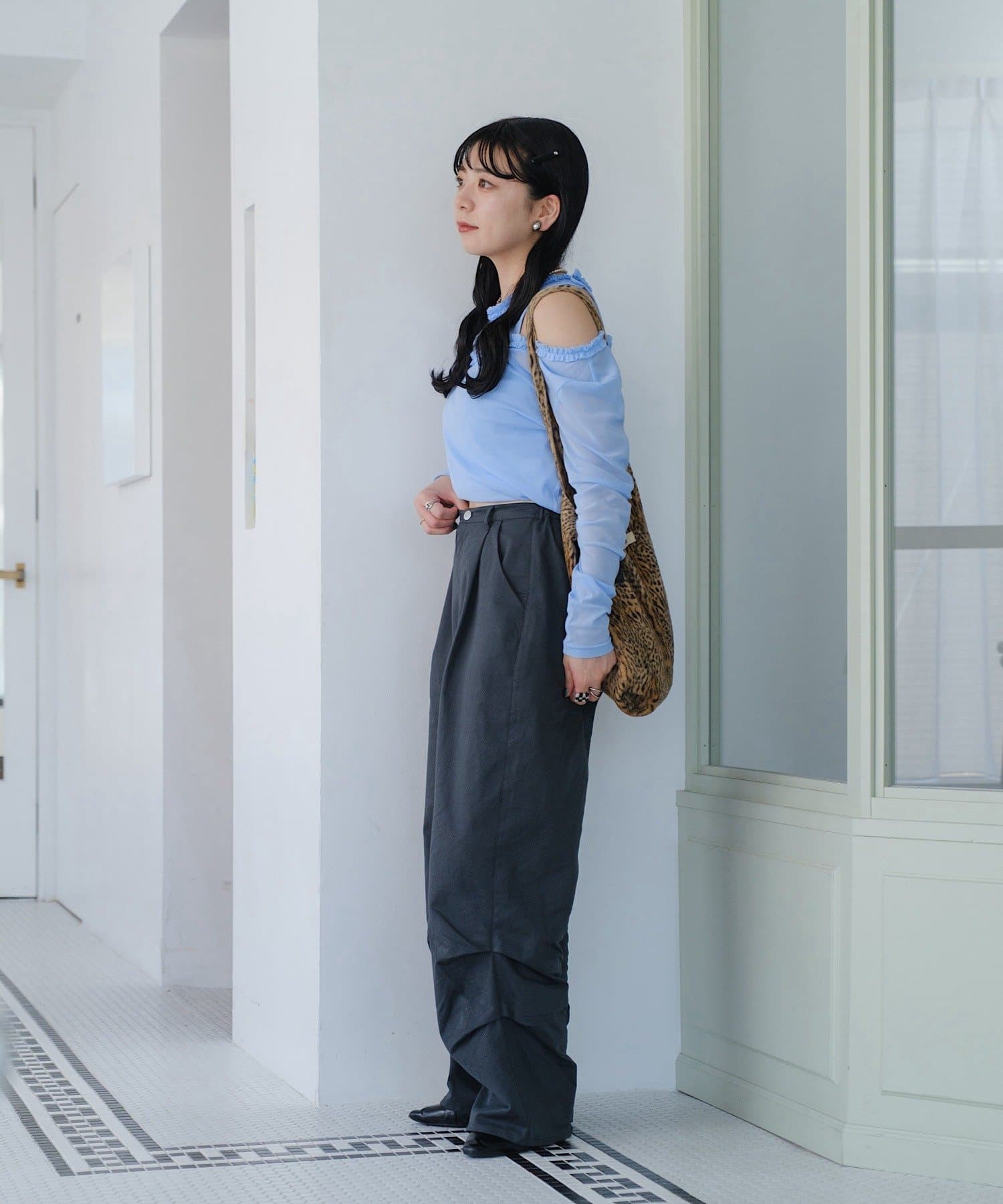 Kastane 不對稱薄紗長袖Tee - Image 7