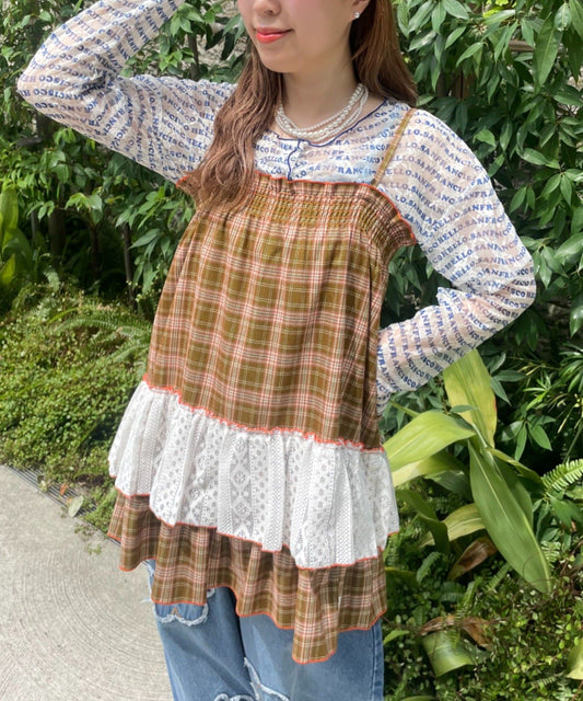 HELLO.SANFRANCISCO 格紋Lace tunic dress - Image 2