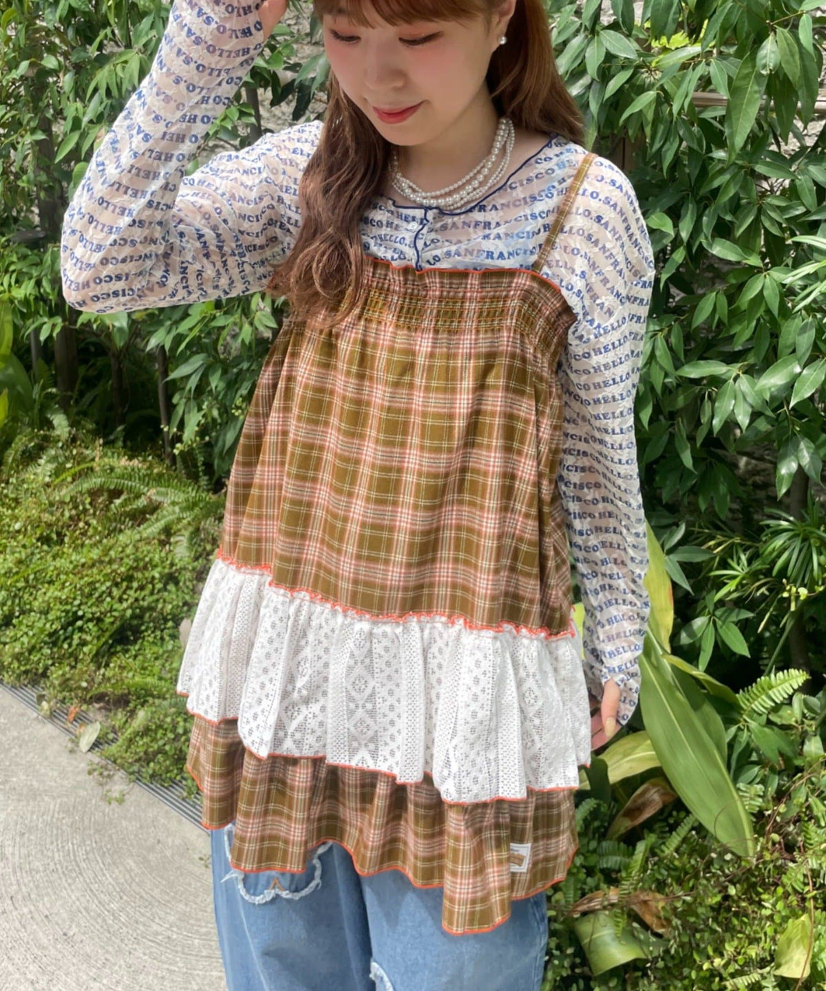 HELLO.SANFRANCISCO 格紋Lace tunic dress - Image 4