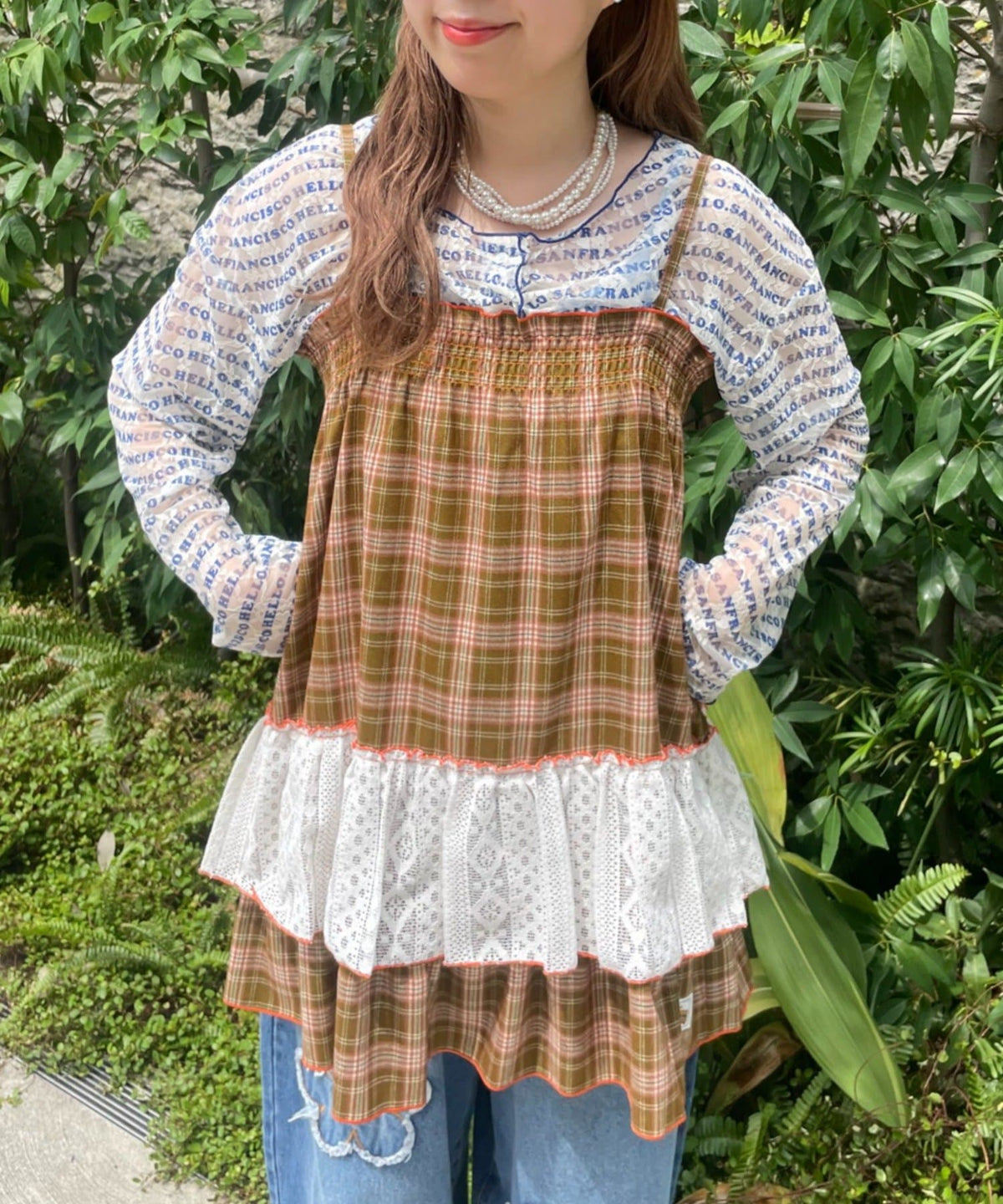 HELLO.SANFRANCISCO 格紋Lace tunic dress - Image 5