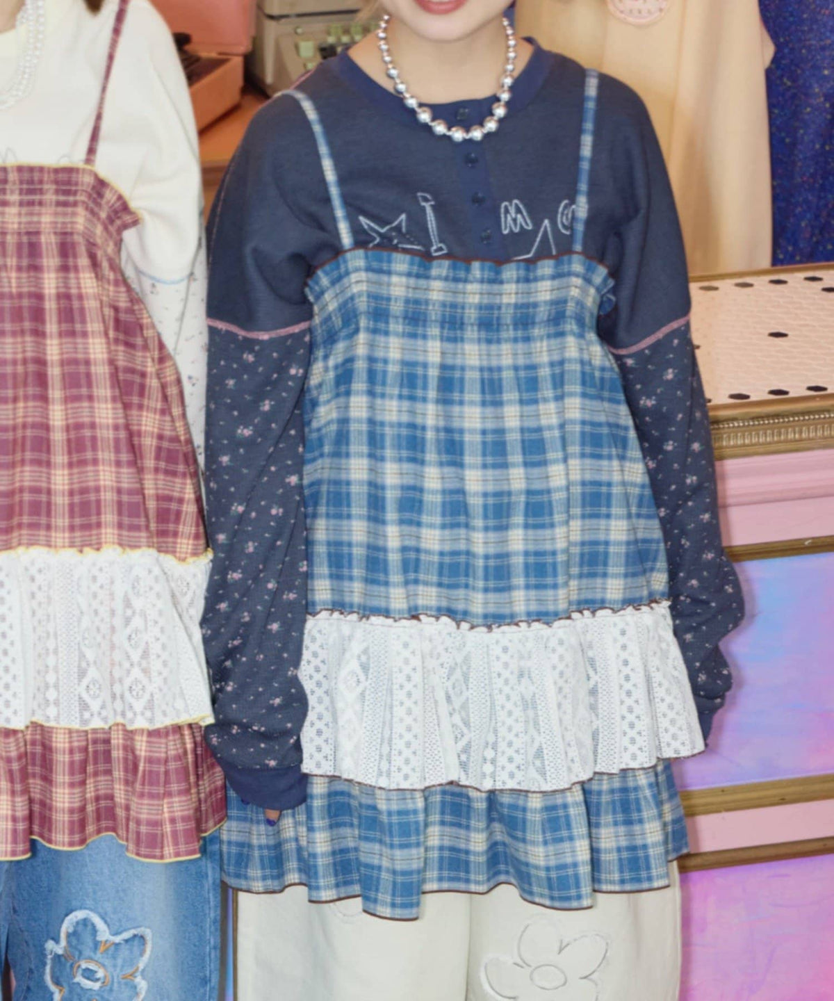 HELLO.SANFRANCISCO 格紋Lace tunic dress - Image 25