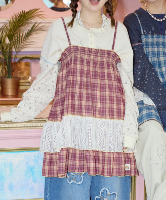 HELLO.SANFRANCISCO 格紋Lace tunic dress - Image 1