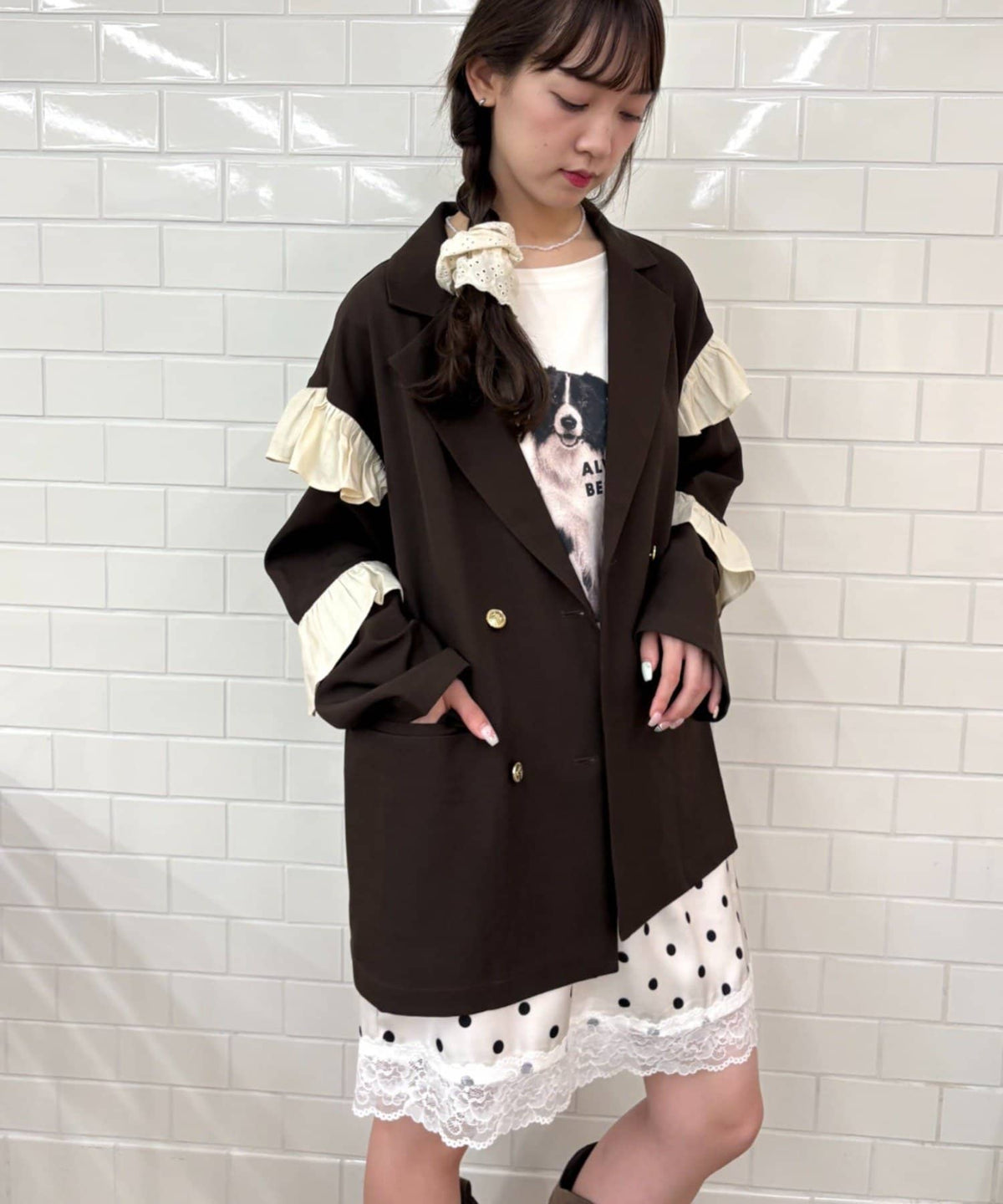 [長/短Version ]w closet Frill jacket - Image 15