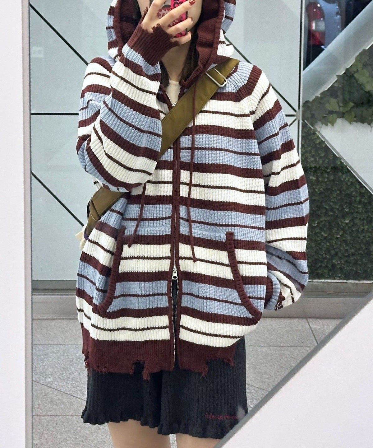 CIAOPANIC Ruffle邊Double Zip Knit Hoodie - Image 16