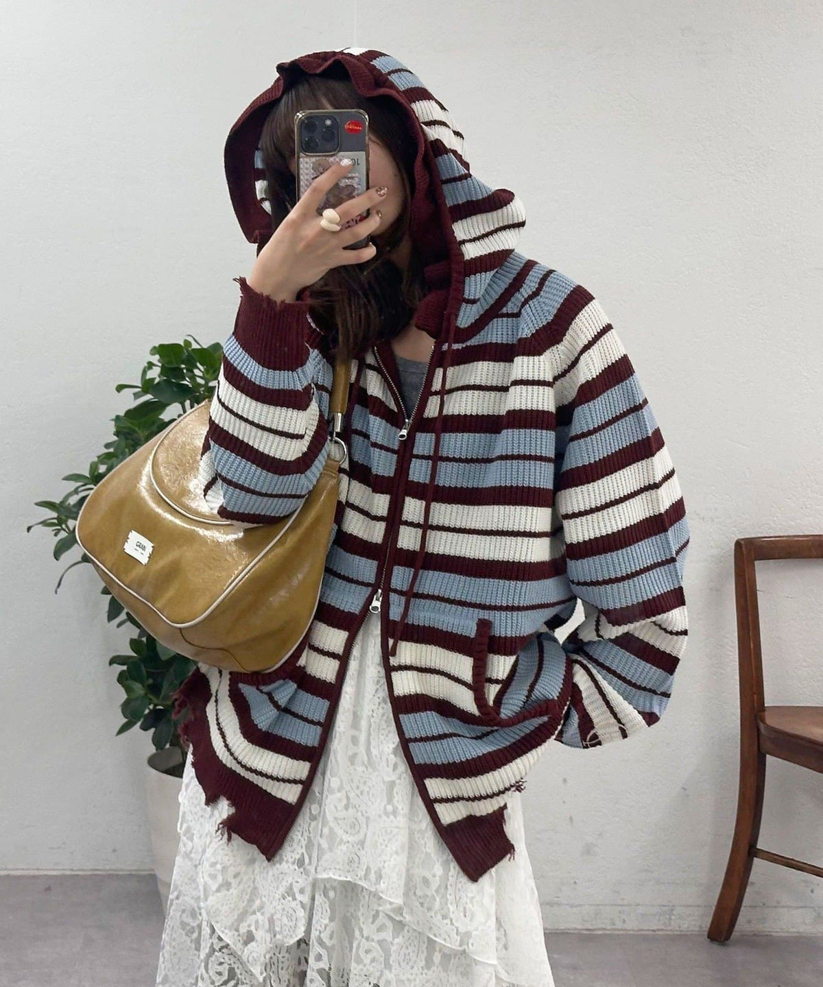 CIAOPANIC Ruffle邊Double Zip Knit Hoodie - Image 17