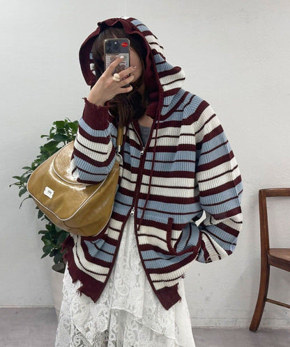 CIAOPANIC Ruffle邊Double Zip Knit Hoodie - Image 17