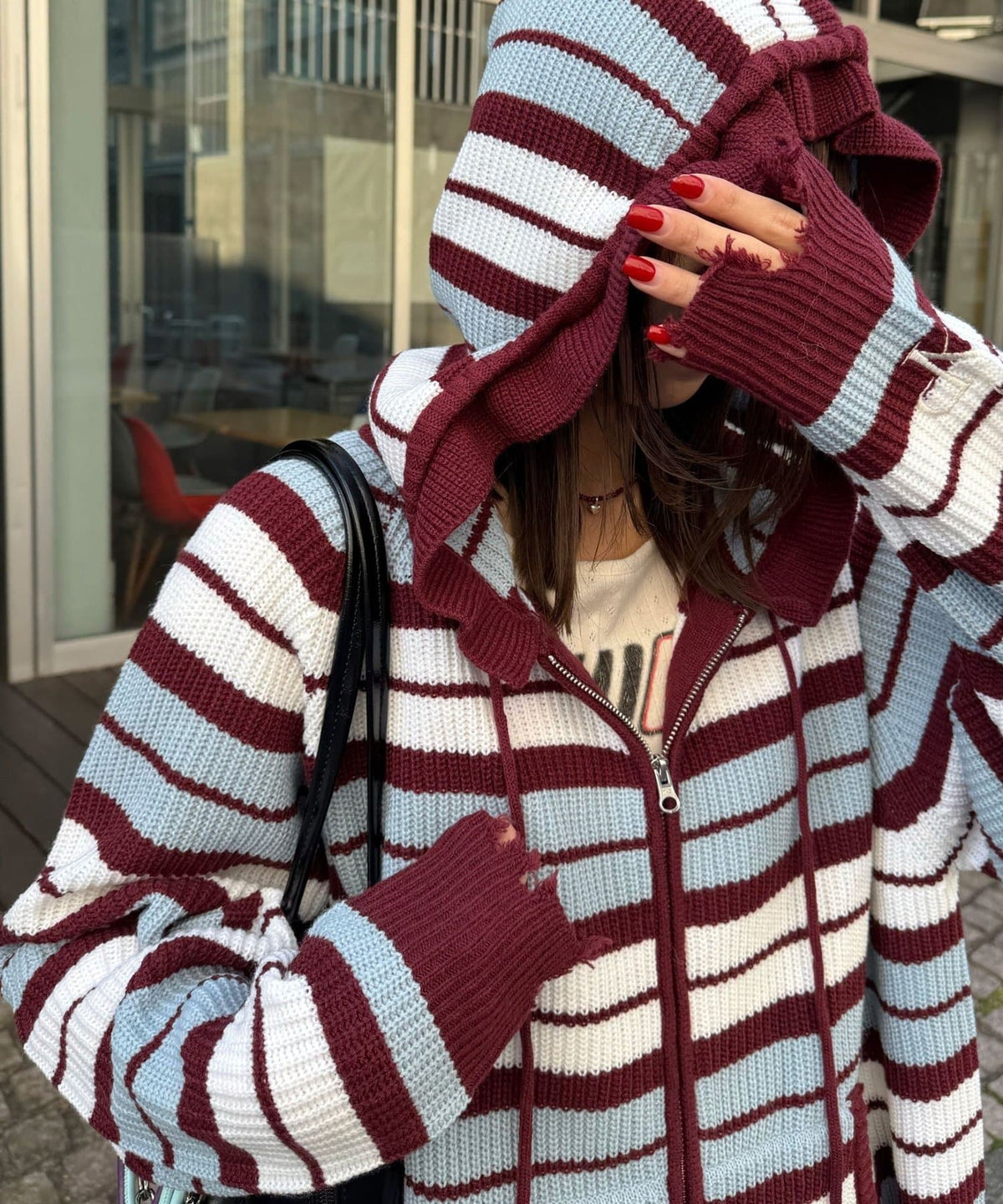 CIAOPANIC Ruffle邊Double Zip Knit Hoodie - Image 8