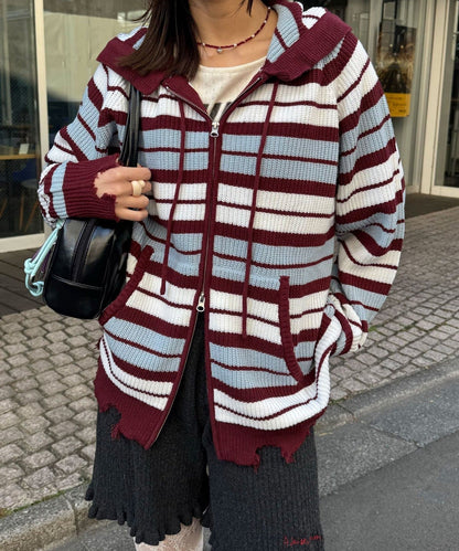CIAOPANIC Ruffle邊Double Zip Knit Hoodie - Image 9