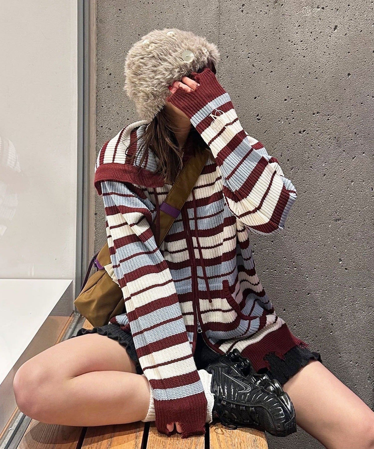 CIAOPANIC Ruffle邊Double Zip Knit Hoodie - Image 14