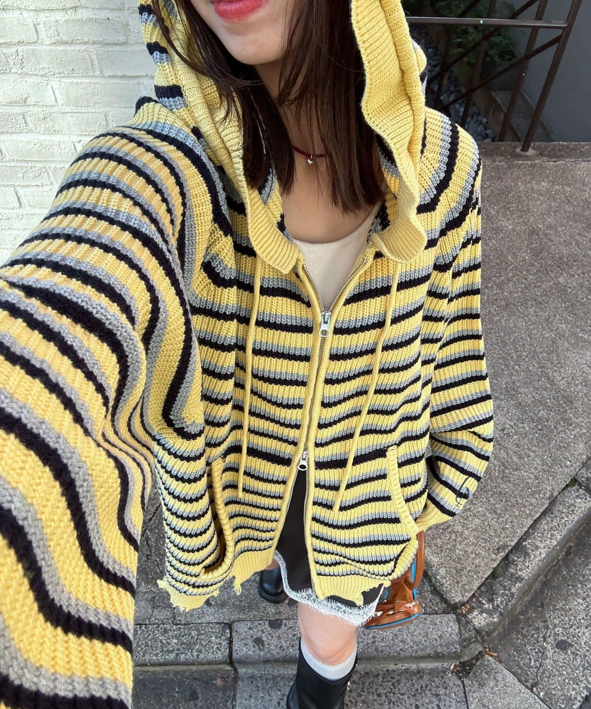 CIAOPANIC Ruffle邊Double Zip Knit Hoodie - Image 5