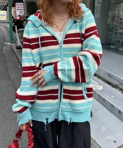 CIAOPANIC Ruffle邊Double Zip Knit Hoodie - Image 30