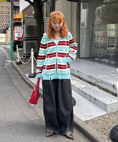 CIAOPANIC Ruffle邊Double Zip Knit Hoodie - Image 35