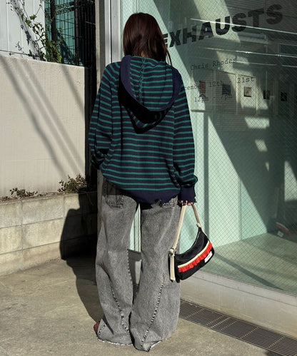 CIAOPANIC Ruffle邊Double Zip Knit Hoodie - Image 45