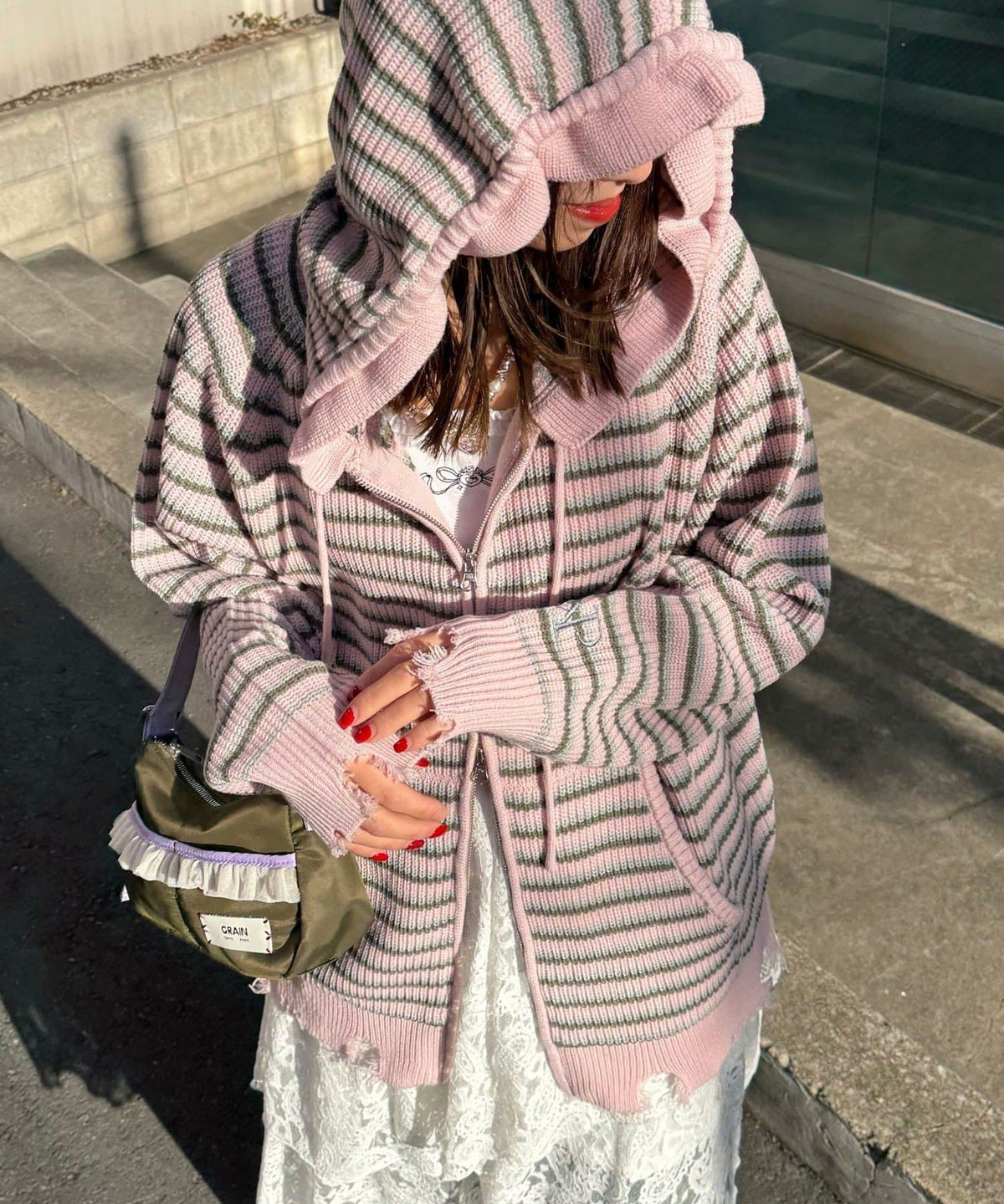 CIAOPANIC Ruffle邊Double Zip Knit Hoodie - Image 46