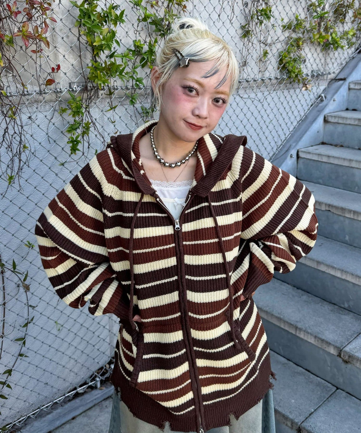 CIAOPANIC Ruffle邊Double Zip Knit Hoodie - Image 56