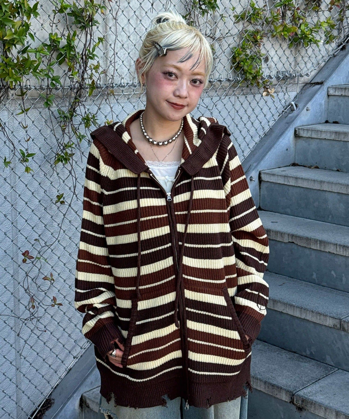 CIAOPANIC Ruffle邊Double Zip Knit Hoodie - Image 57