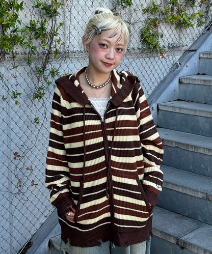 CIAOPANIC Ruffle邊Double Zip Knit Hoodie - Image 57