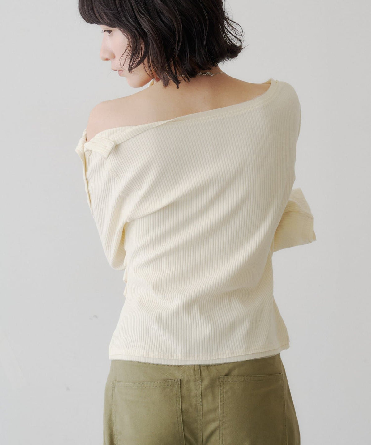 [Lace / 純色] Kastane 露肩紐扣Top - Image 8