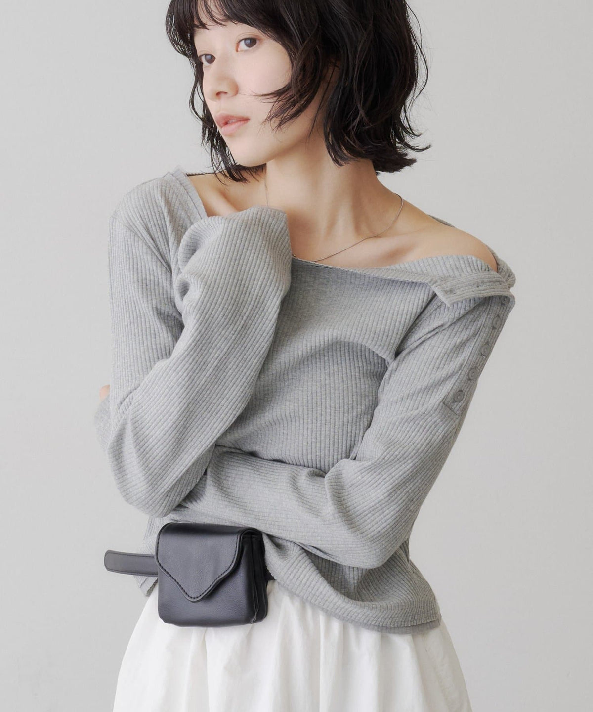 [Lace / 純色] Kastane 露肩紐扣Top - Image 11